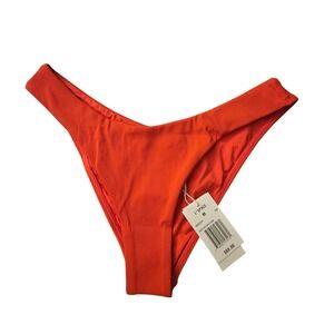 L*Space Rocky Bottom Classic Ribbed Bikini Bottoms Orange M Beach Summer NWT